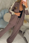 Women Lapel Vertical Stripe Temperament Commuter Suit