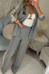 Women Lapel Vertical Stripe Temperament Commuter Suit