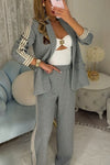 Women Lapel Vertical Stripe Temperament Commuter Suit