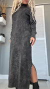 Women High-neck Spliced knitted Side Slit Casual Dress