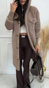 Women Hooded Buttoned Casual Plush Coat