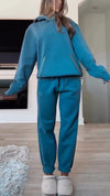 Women Round Neck Hooded Sweatshirt + Pants Casual Suit