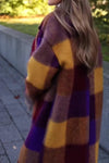 Women Autumn Winter Colorful Plaid Long Coat