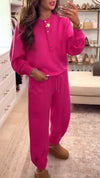 Women Round Neck Half-breasted Top + Drawstring Pants Casual Suit