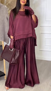 Women's Round Neck Satin Loose Temperament Suit