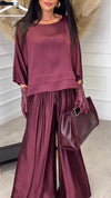 Women's Round Neck Satin Loose Temperament Suit