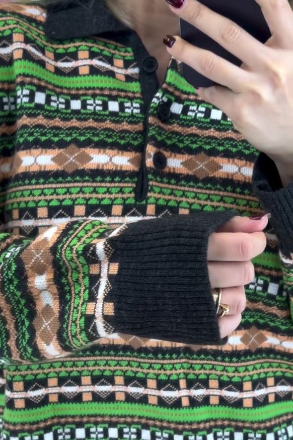 Women Winter Christmas Mood Polo Sweater