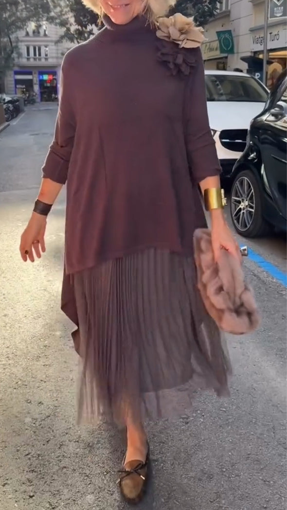 Women's Turtleneck Sweater + Dress Casual Suit