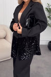 Women Elegant Sequined Suit + Wide-Leg Pants Suit