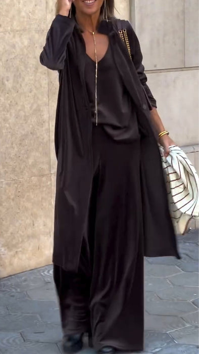 Women Solid Color Temperament Casual Three-Piece Set