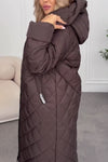 Women Cozy Casual Hooded Button-Zip Warm Long Coat