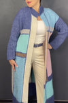 Women Casual Colorful Block Pattern Sequin Long Cardigan