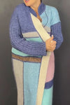 Women Casual Colorful Block Pattern Sequin Long Cardigan