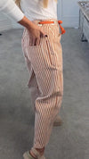 Women Striped Drawstring Casual Pants