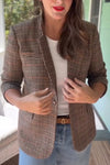 Women Lapel Plaid Temperament Casual Jacket