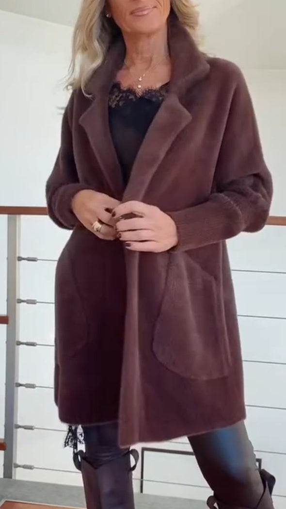 Women Lapel Casual Plush Coat