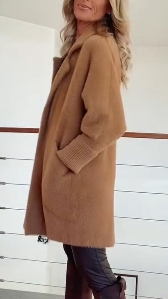 Women Lapel Casual Plush Coat