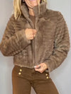 Women Stand Collar Zipper Short Casual Plush Coat