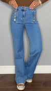 Women High-waisted Double-breasted Casual Jeans