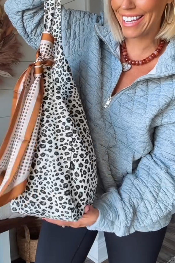 Ladies Lapel Half Zip Plaid Casual Top