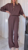 Women's Half-zip V-neck Casual Suit