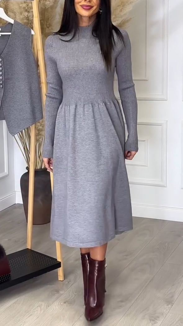 Women's Knitted Vest + Dress Casual Set