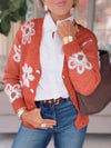 Women Printed Button-Down Casual Plush Cardigan