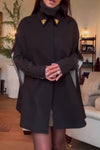 Women Elegant Metallic Trim Collar Cape Coat