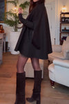 Women Elegant Metallic Trim Collar Cape Coat