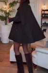 Women Elegant Metallic Trim Collar Cape Coat