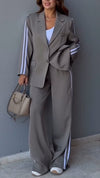 Women Collared Striped Temperament Commuter Suit