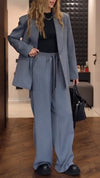 Ladies Collar Jacket+ Drawstring Pants Temperament Commuting Set