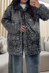 Women Casual Sequin Warm Zip-Up Jacket