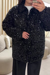 Women Casual Sequin Warm Zip-Up Jacket