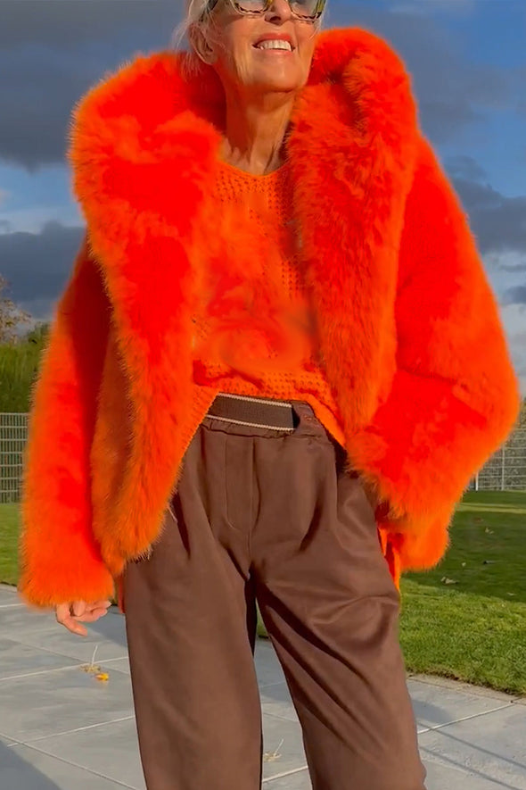 Women Hooded Solid Color Casual Plush Coat