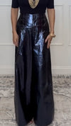 Ladies Shiny Casual Wide Leg Pants