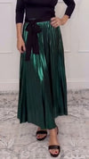 Ladies Shiny Casual Pleated Skirt