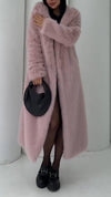Women Hooded Solid Color Temperament Casual Plush Coat