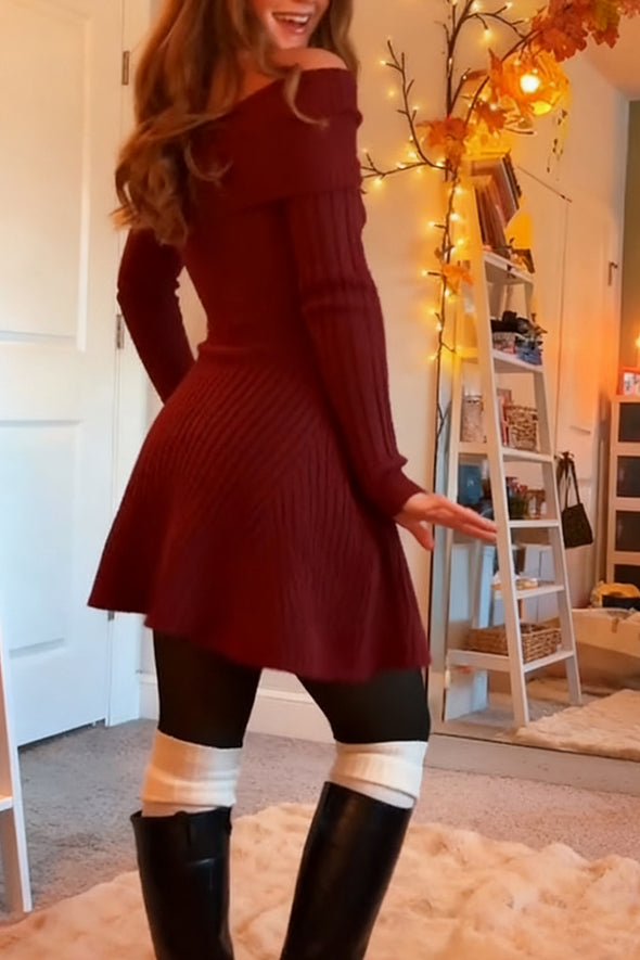 Women One Neck Knitted Elegant Casual Dress