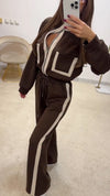 Women Stand Collar Jacket+ Drawstring Pants Casual Set