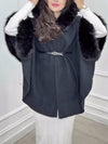 Women Fur Collar Plush Cuffs Temperament Casual Woolen Coat