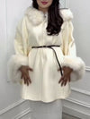 Women Fur Collar Plush Cuffs Temperament Casual Woolen Coat