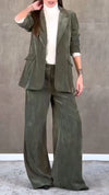 Women Collar Jacket+ Pants Solid Color Temperament Commuting Suit