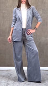 Women Collar Jacket+ Pants Solid Color Temperament Commuting Suit