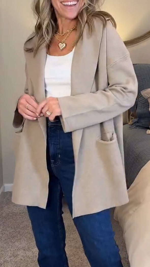 Women Hooded Solid Color Casual Coat