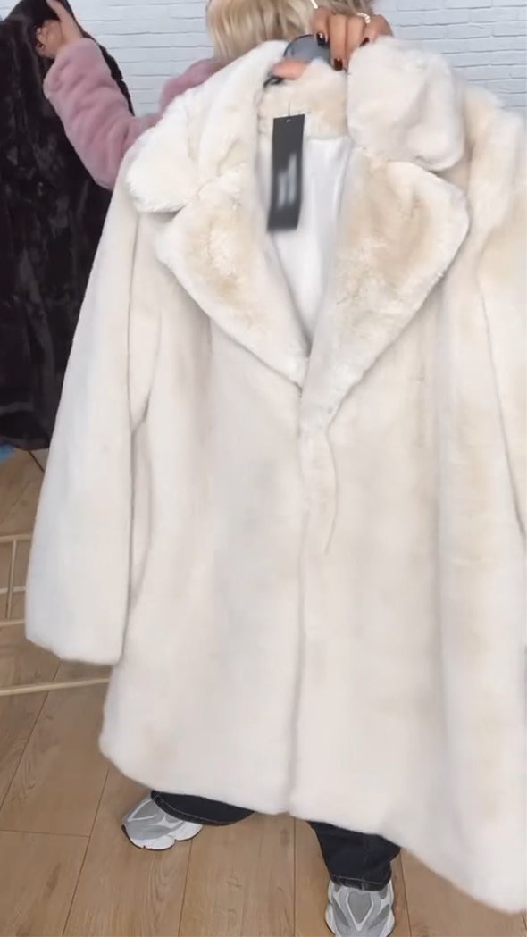 Women Collar Solid Color Casual Plush Coat