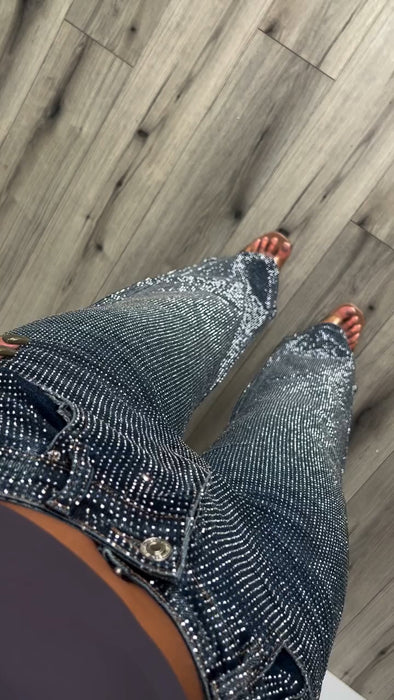 Women Hot Rhinestone Sparkling Casual Jeans