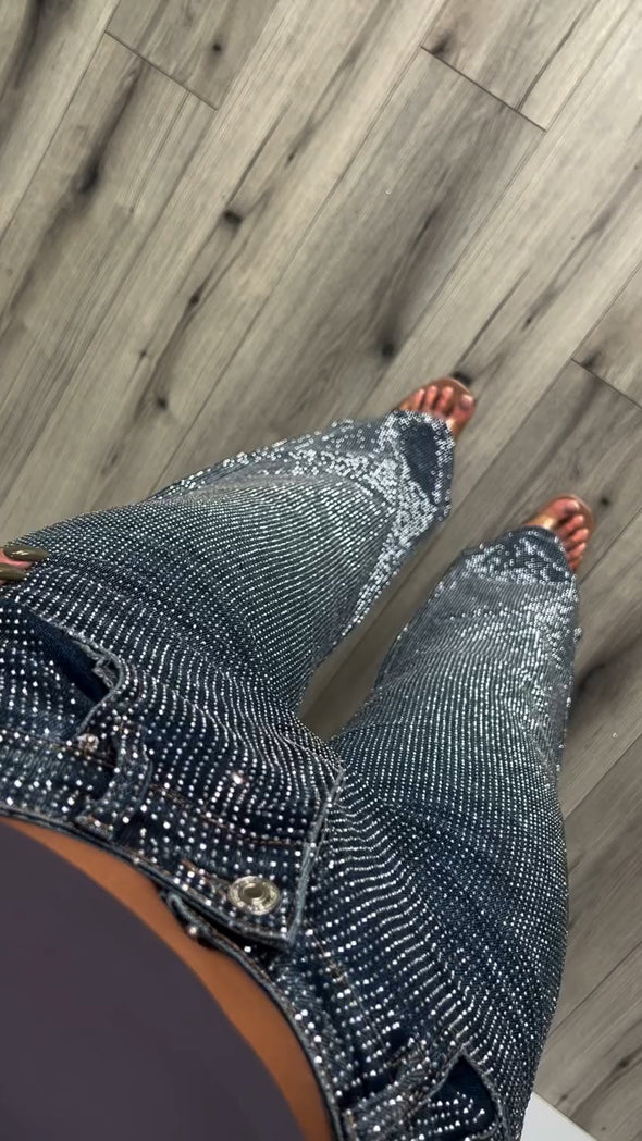 Women Hot Rhinestone Sparkling Casual Jeans