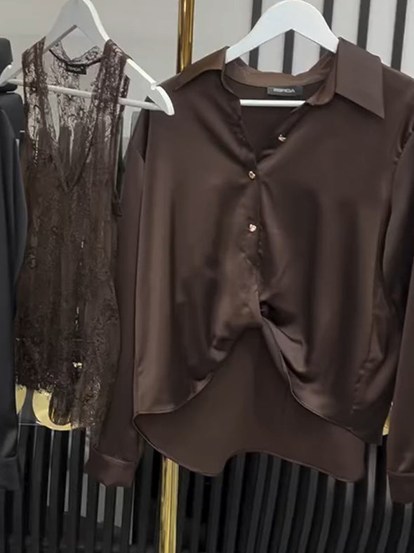 Women Collar Two-piece Casual Top