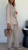 Women Collar Tied Jacket+ Pants Temperament Commuting Suit